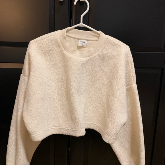 Sunday Best Lupa Sweater Cropped White Sweatshirt - Picture 3 of 6
